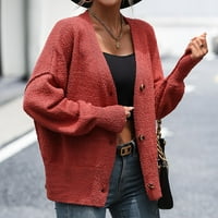Ylioge Cardigani za žene Trendy, Ženski džemperi Casual Labavi dugi rukav V izrez Klit Top sa bothon Jedrist