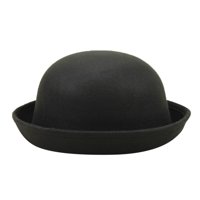 Miayilima Elegant Adults Solid Hat Roll Up Brum Panama Bowler Hat Bucket Hat Muns Ženska klasična vuna okrugla Bowler kapa
