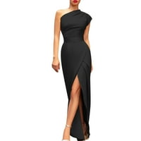 DrpGunly Maxi haljine za žene lično lično u boji seksi haljina jednostavan i izvrstan dizajn pogodan za sve prilike ženske haljine Flowy haljina crna xl