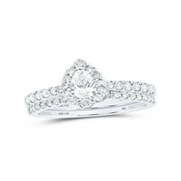 14kt bijeli zlatni kruški dijamant halo bridal vjenčani prsten set CTTW