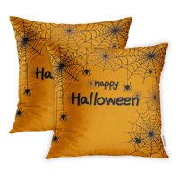 Siva crna Happy Halloween Spider narančastog crtanog jastučnog jastuka za jastuk, skup od 2