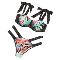 Ženski centar za bicikl cvjetni ispis Ombre kupaći kostimi kupaći kupaći pahuljice, push-up dva kupaće kostimu za žene visokokvariku brazilska bikinija ljetna plaža odijela seksi ružičasta L
