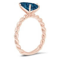 2.0ct Marquise Cut plavi prirodni London Blue Topaz 14K ružičasta ruža Gold Graving Izjava Godišnjica angažmana Vjenčana prstena Veličina 8,75