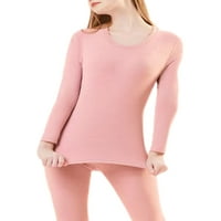 Zodanni Žene Termalno donje rublje Dugi Johns Set Crew Crt Crt Top i donja odijela Ultra mekani bazni sloj ženka-ružičasta 2xl