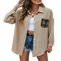 Bagilaanoe žene predimenzionirane jakne vintage dugih rukava s dugim rukavima dolje boja blok bluza za bluzu na vrhu odjeća