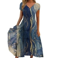 Ljetne haljine urban pleteni patchwork modne casual haljine za žene plavi xxxxxl