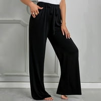 Olyvenn ženska puna boja visoki struk pune dužine duge hlače pamučne hlače labave džep ljetna casual pantalona ženska modna crna 10