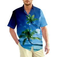 Havajska majica Sea Palm Tree Small-rukave Ljeto Plaža Ležerne tipke Down Aloha Majica Djeca za odrasle Veličina