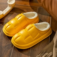 Entyinea Vanjske papuče za žene Plish Fluffy stanovi Papuče topli klizni cipele Žuto 39