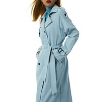 Ženski kaput rovovi casual pune boje dugih rukava s dugim rukavima sa džepovima za gornju odjeću s ulicom