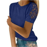 Ženske plus veličine Ležerne plavni V izrez čipke kratkih rukava s majicama vafle pletene tee ljetne vrhove bluze