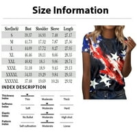 Sksloeg T majice za žene Američka zastava tiskani kratki rukav bluza za posadu Patriotski vrh, vino XXXL