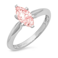 CT sjajan markizni rez simulirani ružičasti dijamant 14k bijeli zlatni pasijans prsten sz 6