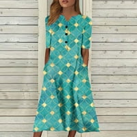 Ženske oblače V-izrežene A-line srednje dužine Modna ljetna haljina kratkih rukava Mint Green XL