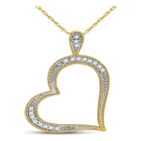 10KT Žuta zlatna žena Okrugli dijamantski obris Srčane privjesak CTTW
