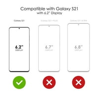 Razlikovanje Clear Shootfofofofofoff Hybrid futrola za Galaxy S 5G - TPU branik, akrilni leđa, zaštitni ekran od stakla - crne i plave polka tačkice