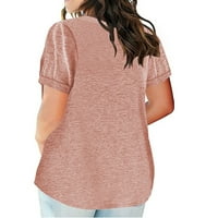 Ženska majica Plus veličine Casual Loove Fit Short rukava V izrez Tunnic Bluza The Ljeto SOLD COLOR BASICSKI TEE SHIrts