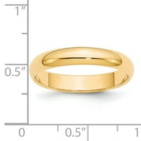 Čvrsti 14K žuti zlatni klasični zaobljeni vjenčani prsten