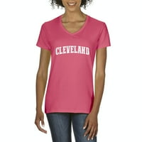 Arti - Ženska majica V-izrez kratki rukav, do žena Veličina 3XL - Cleveland