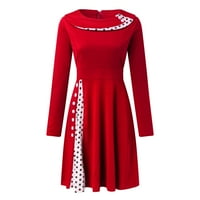 Hanzidakd plus veličina haljina dame jesen i zima nova ženska retro polka točka lista Swirt haljina