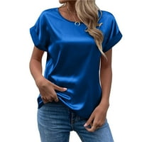 Plus veličine za žene ženska posada Crta kratkih rukava, majice majice, majice za žene Plavi XXL