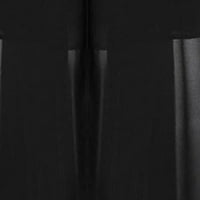 Jesenske haljine za žene plus veličine Žene dugih rukava od punog ramena Čvrsta nepravilna šifonska čipka kolica crna XL