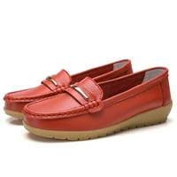 Vedolay Ljetni natikači Loafers za žene kliznu na kožu udobnu gumene jedine polovne cipele, crvena 8.5