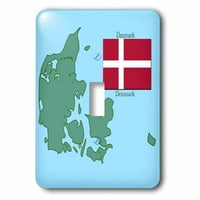 3Droza karta i zastava Danske sa Danskamca ispisana na engleskom i danomskom jeziku. - Jednokrevetni prekidač