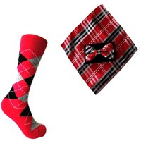 Triple Plus Novelty muške čarape za muškarce sa bojom i džepnim kvadratom u crvenoj boji sa crnom i sivom bojom