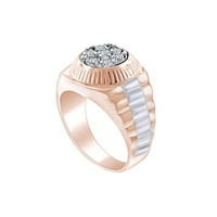 Očev day poklon 0. Carat okrugli bijeli prirodni dijamant dva tona muške modne vjenčane prsten u 14K čvrstih ruža zlatna prstena veličine-9,5
