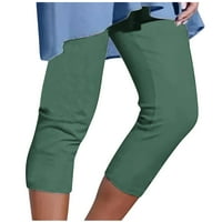 Naughtyhood ženske atletičke obrezane hlače, pune boje casual elastične strugove na plaži hlače yoga hlače gamaše za žene zelene xl
