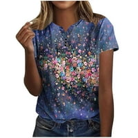 Lenago Ženske vrhove klirence ispod $ plus veličine za žene modne ležerne košulje s kratkim rukavima Labavi tee vrhovi V izrez bluza Tunic vrhovi