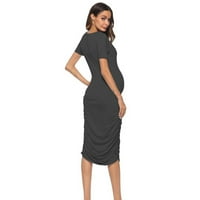 Leesechin materinskom haljinom za trenerku za trudnicu ljetna odjeća kratka rukava Soild Color mama casual haljina