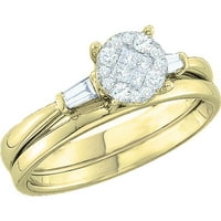 DazzlingRock kolekcija 0. Carat 14k bijeli dijamantni zaručni prsten Soliel mladenka postavljen CT, žuto zlato, veličine 7.5