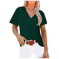 Žene Ljetne bluze Ženska V-izrez Kratki rukav Pulover Tunic Tops Modni casual Solid labave majice Tee Green M