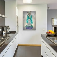 Epska umjetnost 'Siva mačka s zvonima, puna' fab funky, akrilna staklena zidna umjetnost, 24 x36