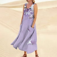 Ženska cvjetna košulja za sunčanje bez rukava na plaži Boho haljine pokloni na klirensu ljubičasta 4xl