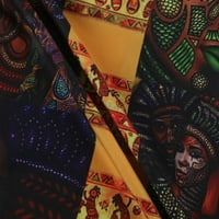 Simplmasygeni Ženske ljetne haljine kratki rukav Maxi haljina moda Afrički vintage print srednji rukav V izrez casual mini haljina