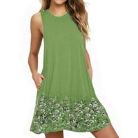 Haljina za žene, ženski modni casual tenk vest bez rukava Bohemian O-izrez plus haljina vojska zelena 3xl