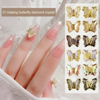 Kripyery Rotatable Shining Exquisite ukras za nokte Nail Art Fau Crystal Leptiri Nakit Dodatna oprema za nokte
