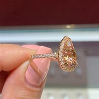Mnjin angažman okrugli rez Zirkoni Žene vjenčani prstenovi nakit za žene Full Diamond Dame Ring Rose Gold 7