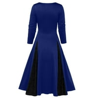 Haljine za čišćenje za žene Ljeto plus veličina lubanja LACE Umetni gumb Dump Bowknot suknje za suknje plava 4xl