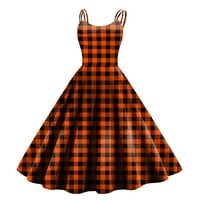 Haljina za žene Print bez rukava O-izrez za ptičje ptice 1950-ih Domaćica večernja haljina matural haljina narandžasta_ m