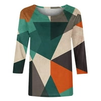 Ženski bluzes rukav posad vrat modna košulja geometrijski tiskani pulover vrhovi običnih fit tees vrhova hip jeseni odjeću casual activewear scenwear