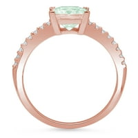 1. CT sjajna princeza simulirani zeleni dijamant 14k Rose Gold Solitaire sa Accentima prsten sz 4,25