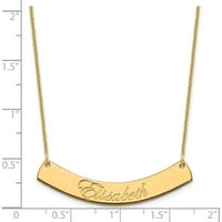 Prilagođeno Personalizirano 14K srednje polirano zakrivljeno Edwardian skripta ogrlica 14k žuto zlato: nakit slatkih graška - izrađen u SAD-u