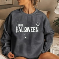 HOKSML dugih rukava Halloween Top za žene, Ženska Noć vještica Ispuštajte smiješno bluza s dugim rukavima na puloverskoj bluzi na caringu