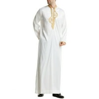 Kiplyki Clearance Termalne košulje za muškarce muslimanski ogrtač srednji stojeći izređeni džep dugih rukava dugi ogrtač