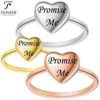 Ljubavni srčani ravni gornji nehrđajući čelik slatka klasična dainty obećanje prstena s besplatnim graviranjem