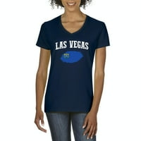 Ženska majica V-izrez kratki rukav - Las Vegas Nevada